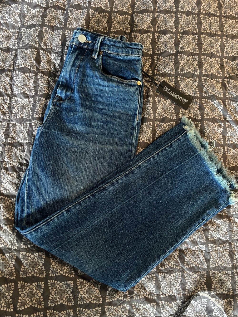BLANKNYC The Baxter - Dark Blue High-Rise Ribcage Straight Leg Jeans NWT 25